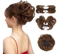 XFSRG Moños Postizos con Banda Postizos de Pelo Natural Rizado Ondulado con Pinza Sintético Moño Postizo para Mujeres Niñas Extensiones de Cabello Desordenado Postizos