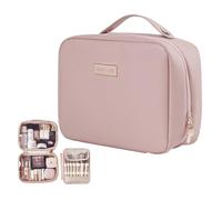 XFSRG Neceser Mujer Portátil e Impermeable de Gran Capacidad con Asa Ergonómica Bolsa de Maquillaje de Viaje en PU Organizador y Neceser (Rosa)