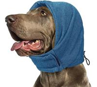XFSRG Orejeras Perros Antiruido Capucha Ajustable Protectores de Oídos para Perro Snood Redecilla Protectora Trueno Ansiedad Ruidos Fuertes Protectores para Orejas de Perro(Azul-S)