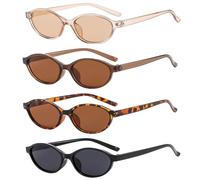 XFSRG Pack de 4 Gafas de Sol Mujer Gafas de Sol Ovaladas Retro Estilo Años 90 con Protección UV400 Elegantes y Ligeras para el Día a Día y Viajes
