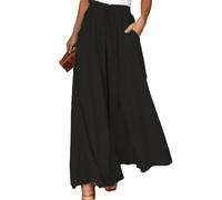 XFSRG Pantalones Mujer Verano Anchos de Lino Moda Cómoda y Elegante para Todas Las Ocasiones(L)