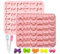 XFSRG Paquete de 2 moldes de lazo para chocolate, molde chocolate con lazo rosa, para decorar pasteles, caramelos, gelatina, hornear, herramienta cocina