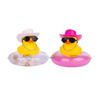 XFSRG Patitos De Goma con Sombrero Y Gafas De Sol Juguetes De Baño Bebé Divertidos Patitos Pequeños para La Hora del Baño (Pato con Flotador A)