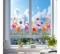 XFSRG Pegatinas Cristales Ventanas Flores y Mariposas Decorativas PVC VentanaDecoración Hogar (Flor, 30x60cm)
