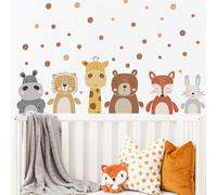XFSRG Pegatinas de Pared Animales Bosque Árbol Adhesivos Decorativos Safari Jirafa Oso León Zorro Conejo Hipopótamo Decoración Pared para Habitación Infantil Bebé y Zona Juegos