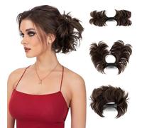 XFSRG Peines Extensiones de Cabello Ondulado Rizado Moño Postizo Sintético Natural Coleta Postiza Ponytail Hair Extensions Chignon para Mujer（MarróN Oscuro）