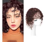XFSRG Peluca Corta Ondulada Bob con Flequillo para Mujer Peluca Sintética Hasta los Hombros Brasileño Sintético Brasileño Rizado Natural para Mujer para Uso Diario en Fiestas Cosplay (Negro)