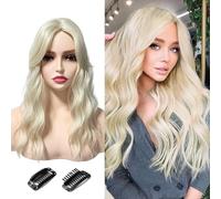XFSRG Peluca Larga Ondulada para Mujer Cabello Sintético Resistente al Calor de Aspecto Natural con Clips Extensiones de Cabello Postizo Sintético para Uso Diario Fiestas Cosplay（Dorado）