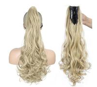 XFSRG Peluca Postiza De Cola De Caballo Rizada Larga Extensiones De Cabello Sintético Clip Fácil De Poner Resistente Al Calor Ideal(Caqui)