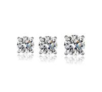 XFSRG Pendientes Aro Mujer Clásicos de Titanio con Circonitas Brillantes Juego de Aretes de Mujer Elegantes y Modernos para Cualquier Ocasión(Plateado)