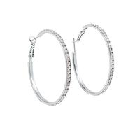 XFSRG Pendientes Aro Mujer Grandes Colgantes Redondos Brillantes Circulares Aros Elegantes Pendientes de Mujer con Circonitas Incrustadas Joyeria Femenina Accesorios (Plata, 5cm)
