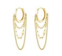 XFSRG Pendientes Aro Pequeño Plata Cascada Cadenas Multicapa Estilo Minimalista Elegante Joyería Mujer