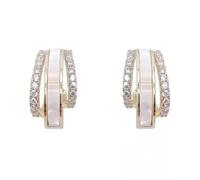 XFSRG Pendientes Aros Multicapa Cristales Brillantes Nácar Elegantes Joyas Mujer Accesorios Estilo Minimalista