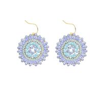 XFSRG Pendientes Boho de Cuentas Tejidos a Mano en Estilo Étnico Diseño Redondo 5 cm de Largo Ultraligeros Combinables con Jeans y Vestidos para Mujeres y Uso Diario (Azul)