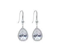 XFSRG Pendientes Colgantes de Lágrima Colgantes Largos Cristal Forma Gota Agua Gota Cristal Pendientes de Anzuelo para Mujer Joyería Colgante (Plata)
