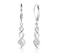 XFSRG Pendientes Colgantes Elegantes de Doble Espiral con Circonitas para Mujer Pendientes Largos Joyería Fina para Uso Diario y Ocasiones Especiales