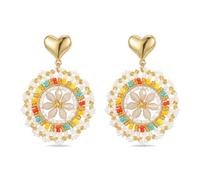 XFSRG Pendientes Colgantes Mujer Bohemios Redondos con Cuentas Tejido de Cristal Hechos a Mano Pendientes Joyeria Etnica Aretes Elegantes Bisuteria Verano Fiesta Boda Joyas Accesorios (Colorido)