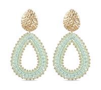 XFSRG Pendientes Colgantes Mujer Niña Bohemios Ovalados con Cuentas Tejido de Cristal Hechos a Mano Pendientes Joyeria Etnica Aretes Elegantes Bisuteria Verano Fiesta Boda Joyas Accesorios (Verde)