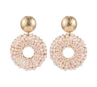 XFSRG Pendientes Colgantes Mujer Niña Bohemios Redondos con Cuentas Tejido de Cristal Hechos a Mano Pendientes Joyeria Etnica Aretes Elegantes Bisuteria Verano Fiesta Boda Joyas Accesorios (Beige)