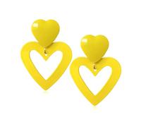 XFSRG Pendientes Corazón Doble Capa Acrílico Ligero Joyería Mujer Accesorios Elegantes(Amarillo)