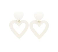 XFSRG Pendientes Corazón Doble Capa Acrílico Ligero Joyería Mujer Accesorios Elegantes(Blanco)