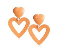 XFSRG Pendientes Corazón Doble Capa Acrílico Ligero Joyería Mujer Accesorios Elegantes(Naranja)