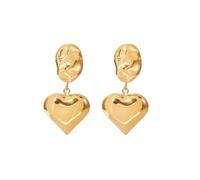 XFSRG Pendientes Corazón Doble Colgantes Brillantes Metálicos Elegantes Joyería Mujer Accesorios Estilo Minimalista(Oro-3)