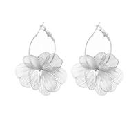 XFSRG Pendientes de Aro Flor Hueca 14K Dorados Diseño Retro con Brillo Metálico Sutil Accesorio Chic para Ocasiones Especiales
