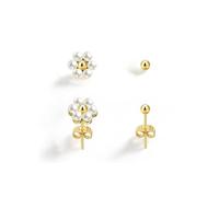 XFSRG Pendientes de Flores Dorados Colgantes Mujer Joyeria con Perlas y Cobre Largos Elegantes Estilo Floral Aretes de Perlas para Mujer Pendientes (Oro A)
