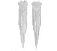 XFSRG Pendientes de Mujer Brillante Pendientes de Flecos Largos Corazón Elegantes Joyería de Moda Hipoalergénicos Accesorios de Oreja Llamativos y Sofisticados