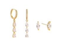 XFSRG Pendientes de mujer elegantes con colgantes de gota de cristal pendientes aro de oro para ocasiones especiales y uso diario, Eine Grösse, Cromo, Achat