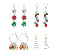 XFSRG Pendientes de Navidad Conjunto Joyas de Pendientes Mujer Navidad Diseño Festivo Aros Colgantes Árbol Espiral Lazo Bombillas Accesorios Navideños para Mujeres