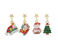 XFSRG Pendientes de Navidad Mujer Set Joyería Festiva con Papá Noel Copo de Nieve y Reno Pendientes Colgantes Ligeros Accesorios para Fiestas Navideñas (A)