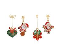 XFSRG Pendientes de Navidad Mujer Set Joyería Festiva con Papá Noel Copo de Nieve y Reno Pendientes Colgantes Ligeros Accesorios para Fiestas Navideñas (B)