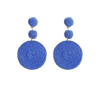 XFSRG Pendientes de Paja Hechos a Mano Para Mujer Boho Personalidad Pendientes de Gota Redondos Joyas de Playa Tejida de Mimbre para Mujeres y Niñas(Azul)