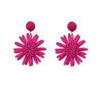 XFSRG Pendientes de Ratán Hechos a Mano Flores Boho Aro Grandes Pendientes Colgantes Forma De Flower Earrings Trenzado Joyas Tropical para Mujer