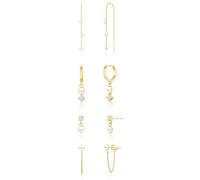 XFSRG Pendientes Dorados Mujer Perlas Naturales Diseño Moderno Pendientes Fiesta Elegantes Para Mujer (D)