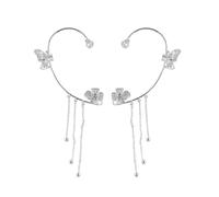 XFSRG Pendientes Enrollados en Forma de Mariposa Diseño de Flores Circón Brillante Vintage Clip de Oreja Hipoalergénico para Mujeres y Niñas