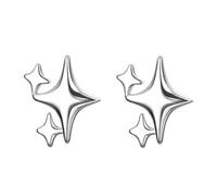 XFSRG Pendientes Estrella Brillante Cuatro Puntas Joyas Elegantes Acero Inoxidable Aretes Pequeños Chapados Oro Mujer Niña