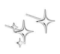 XFSRG Pendientes Estrella Brillante Cuatro Puntas Joyas Elegantes Acero Inoxidable Aretes Pequeños Chapados Oro Mujer Niña