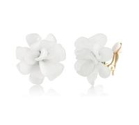 XFSRG Pendientes flor mujer diseño pétalos tridimensionales grandes fiesta pendientes llamativos moda accesorios joyería elegante para eventos especiales (Blanco)