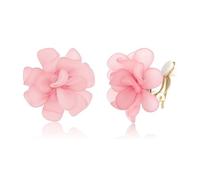 XFSRG Pendientes flor mujer diseño pétalos tridimensionales grandes fiesta pendientes llamativos moda accesorios joyería elegante para eventos especiales (Rosa)