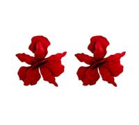 XFSRG Pendientes flor mujer forma pétalo grande grandes fiesta accesorios pendientes llamativos moda aretes florales ligeros para eventos especiales cómodos vistosos (Rojo)