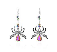 XFSRG Pendientes Halloween Mujer Pendientes Arañas Brillantes con Gotas de Piedra Preciosa Ligeros y Llamativos Joyas Góticas para Fiesta y Uso Diario (Color)