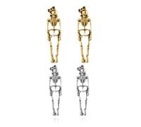 XFSRG Pendientes Halloween Mujer Vintage Gothic Punk Pendientes Colgantes Esquelético Halloween Joyería para Fiesta de Disfraces y Uso Diario (Dorado-1)