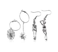 XFSRG Pendientes Halloween Mujer Vintage Gótico Punk Pendientes Colgantes con Motivos Clásicos de Halloween Joyería para Fiesta de Disfraces y Uso Diario (Argent-2)