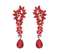 XFSRG Pendientes Largos Colgantes Cristal Flor Brillante Gota Agua Joya Elegante Mujer Nupcial
