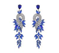 XFSRG Pendientes Largos Elegantes Pavo Real Cristales Brillantes Joyas Mujer Accesorios Lujo Estilo Glamuroso