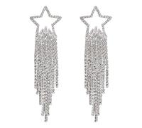 XFSRG Pendientes Largos Estrella Cascada Brillantes Colgantes Elegantes Joyas Mujer Accesorios Decorativos Cristal Resplandeciente Complementos Femeninos