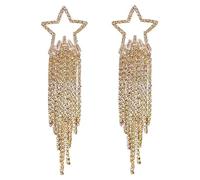 XFSRG Pendientes Largos Estrella Cascada Brillantes Colgantes Elegantes Joyas Mujer Accesorios Decorativos Cristal Resplandeciente Complementos Femeninos